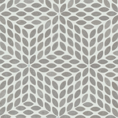 Celeste Honed Marble Blend Mosaic Tile in Cinder Grey & Calacatta Losanna