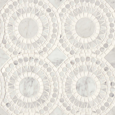 Solis Honed Marble Blend Mosaic Tile in White Carrara & White Thassos