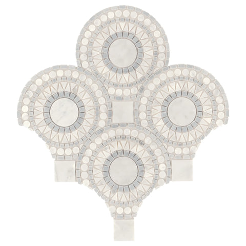 Solis Honed Marble Blend Mosaic Tile in White Carrara & Bardiglio