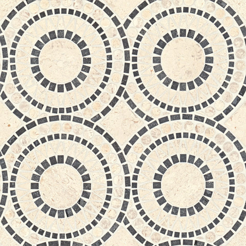 Solis Honed Marble Blend Mosaic Tile in Myra Beige & Basalt
