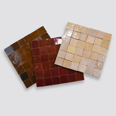 Zagora 2" x 2" Glossy Zellige Mosaic Tile in Rouge