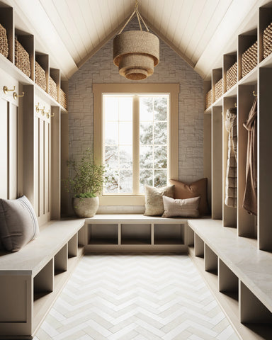 Caspian Bisque 3" x 12" Honed Marble Mesh Back Tile