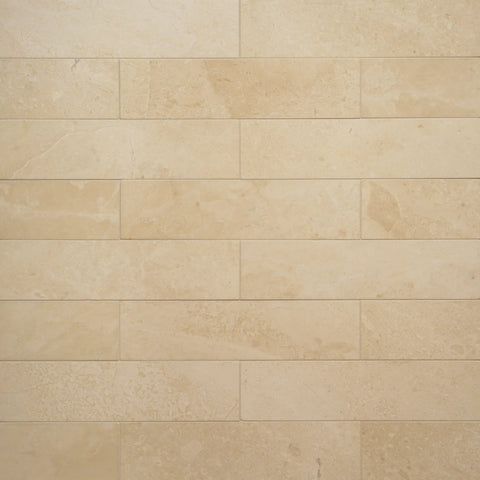 Caspian Bisque 3" x 12" Honed Marble Mesh Back Tile