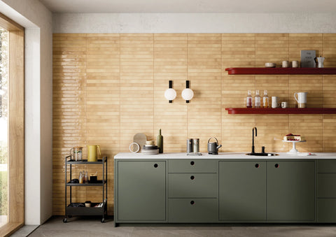 Chroma 2" x 18" Glossy Porcelain Field Tile in Beige
