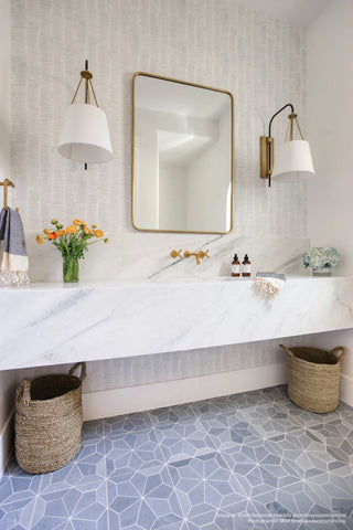 Blomma Honed Marble Mosaic Tile in Grigio