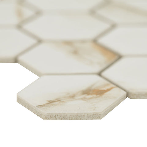 CALACATTA GOLD MATTE 2" HEXAGON 12 x 12