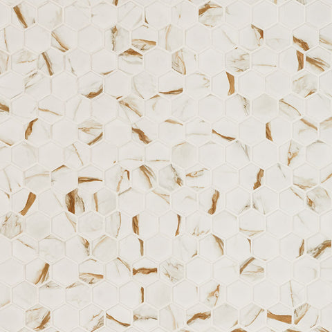 CALACATTA GOLD MATTE 2" HEXAGON 12 x 12