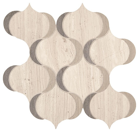 Marazzi Castellina Stone Mosaics Gray And Fawn, Straight Edge, Modern Arabesque, Honed | SKU CT67MODARABMS1P