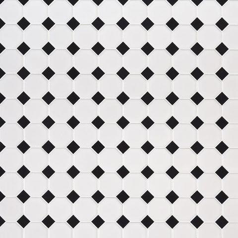 WHITE AND BLACK GLOSSY OCTAGON 6MM