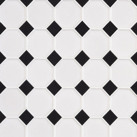 WHITE AND BLACK GLOSSY OCTAGON 6MM