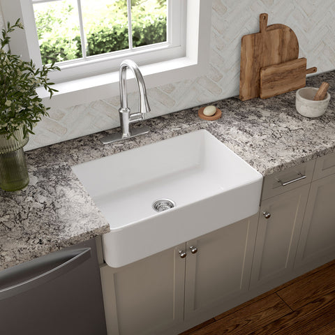 PORCELAIN FIRECLAY FARMHOUSE WITH APRON SB WHITE-3020