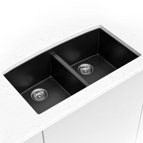 QUARTZ BLACK DOUBLE BOWL 50/50-3219