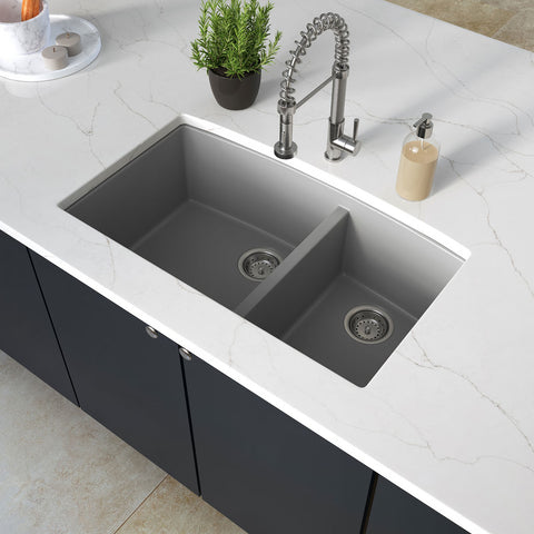 QUARTZ GREY DOUBLE BOWL 60/40-3219