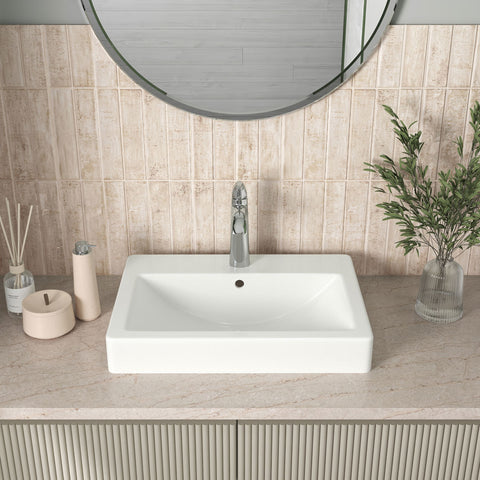 PORCELAIN OVERMOUNT WHITE RECTANGLE 2417