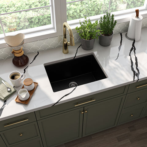 QUARTZ BLACK STRAIGHT SINGLE BOWL 2418