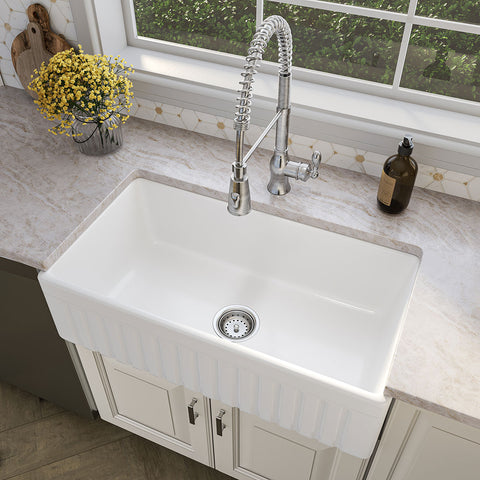 PORCELAIN FIRECLAY FARMHOUSE WITH APRON SB WHITE-3318