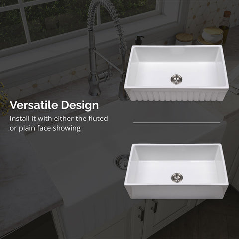 PORCELAIN FIRECLAY FARMHOUSE WITH APRON SB WHITE-3318