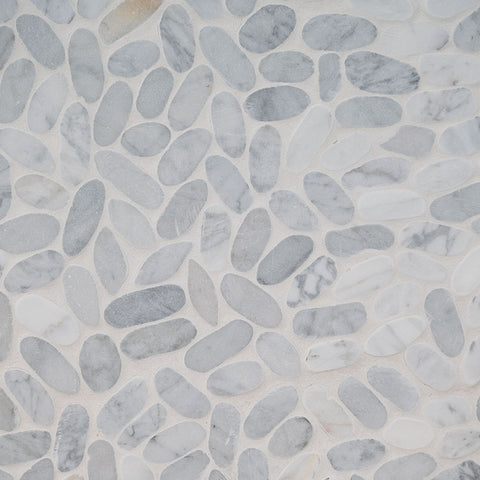 SLICED CARRARA WHITE PEBBLE 12" x 12"