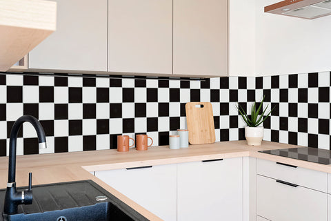 WHITE AND BLACK 4" CHECKERED MATTE