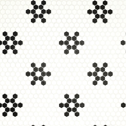 WHITE AND BLACK MOD PETAL PATTERN MATTE