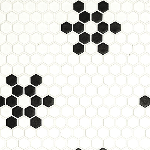 WHITE AND BLACK MOD PETAL PATTERN MATTE
