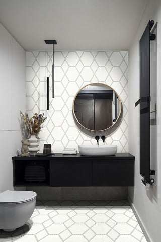 WHITE AND GRAY HIVE PATTERN MATTE