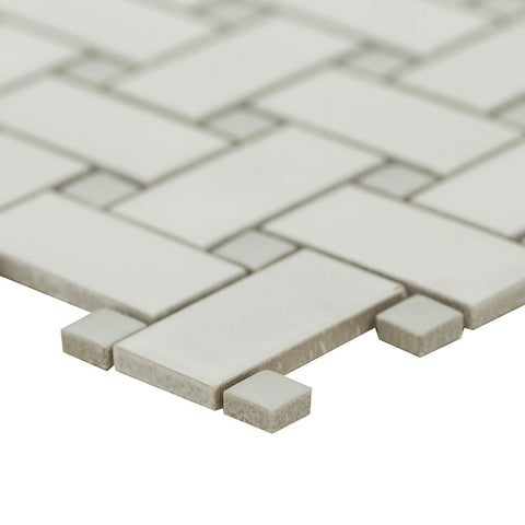 WHITE AND GRAY MATTE BASKETWEAVE