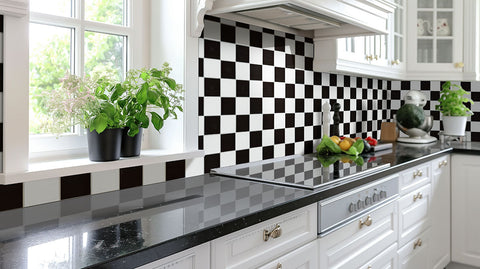 WHITE AND BLACK 4" CHECKERED MATTE