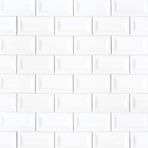 WHITE GLOSSY 3X6 INVERTED BEVELED