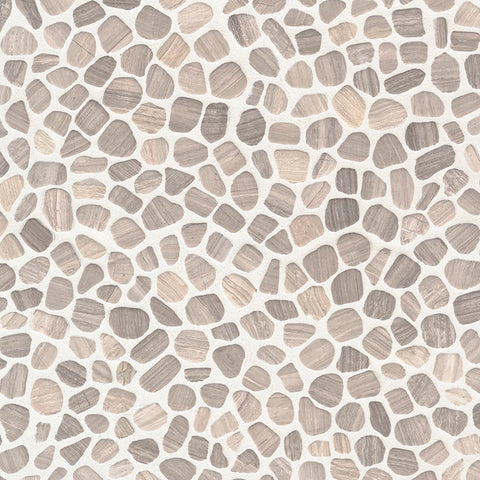 WHITE OAK PEBBLES MESH BACKED 12×12